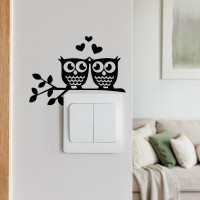 Lichtschalter-Aufkleber „Eulen mit Herzen“ – 2er Set Vinyl, 10×17 cm (Schwarz)