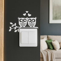 Lichtschalter-Aufkleber „Eulen mit Herzen“ – 2er Set Vinyl, 10×17 cm (Weiß)
