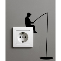 Lichtschalter-Aufkleber „Angler“ – 2er Set Vinyl, 10×17 cm (Schwarz)