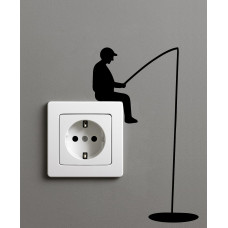 Lichtschalter-Aufkleber „Angler“ – 2er Set Vinyl, 10×17 cm (Schwarz)