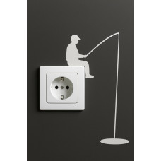 Lichtschalter-Aufkleber „Angler“ – 2er Set Vinyl, 10×17 cm (Weiß)