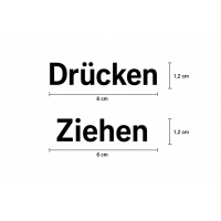 Drücken, Ziehen Aufkleber Tür 4er Set 6 cm – Schwarz / 6cm