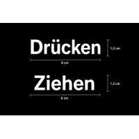 Drücken, Ziehen Aufkleber Tür 4er Set 6 cm – Weiß 6cm