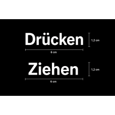 Drücken, Ziehen Aufkleber Tür 4er Set 6 cm – Weiß 6cm