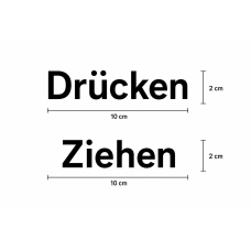 Drücken, Ziehen Aufkleber Tür 4er Set Vinyl – Schwarz / 10cm