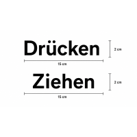 Drücken, Ziehen Aufkleber Tür – 4er Set Vinyl Plotterfolie, Schwarz / 15cm