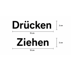 Drücken, Ziehen Aufkleber Tür – 4er Set Vinyl Plotterfolie, Schwarz / 15cm