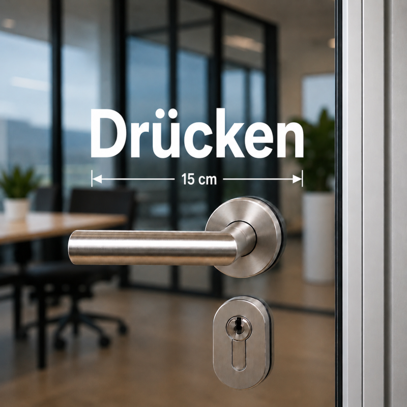 Drücken, Ziehen Aufkleber Tür – 4er Set Vinyl Plotterfolie – Weiß / 15cm