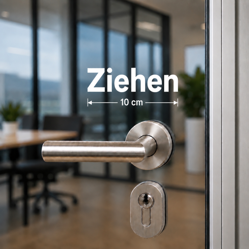 Drücken, Ziehen Aufkleber Tür – 4er Set Vinyl Plotterfolie, 10cm Weiß