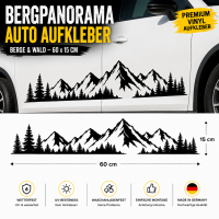 Bergpanorama Auto Aufkleber 60x15 cm – Berge Wald Vinyl Sticker – Camper Wohnmobil Auto Dekor Schwarz 60×15 см