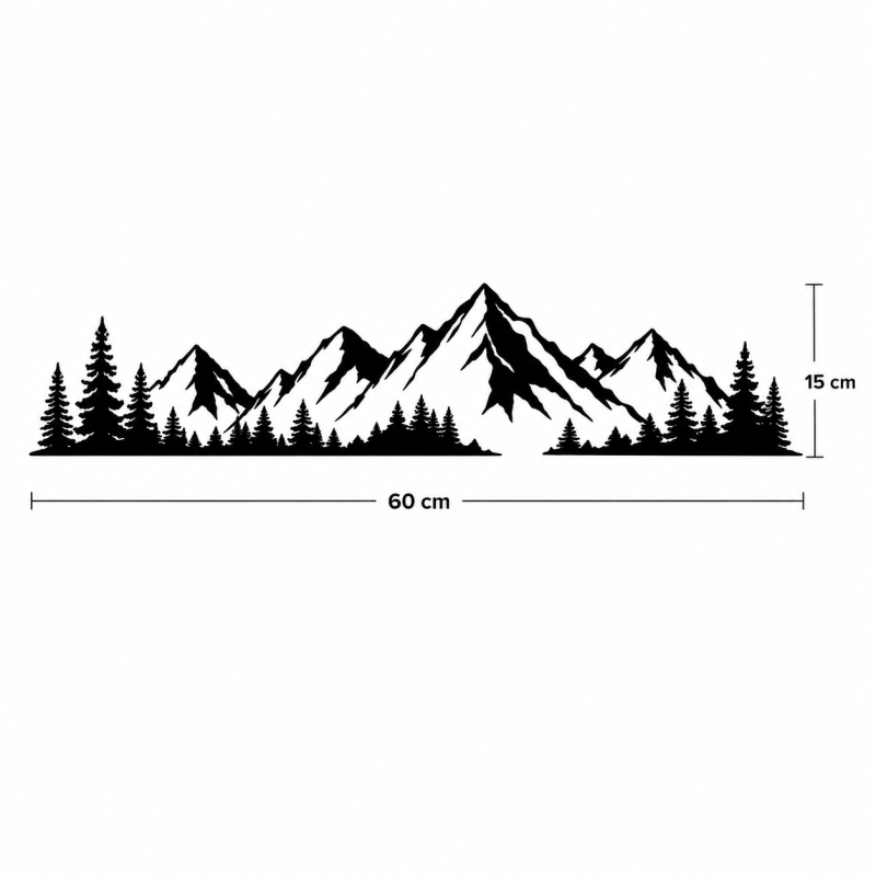 Bergpanorama Auto Aufkleber 60x15 cm – Berge Wald Vinyl Sticker – Camper Wohnmobil Auto Dekor Schwarz 60×15 см