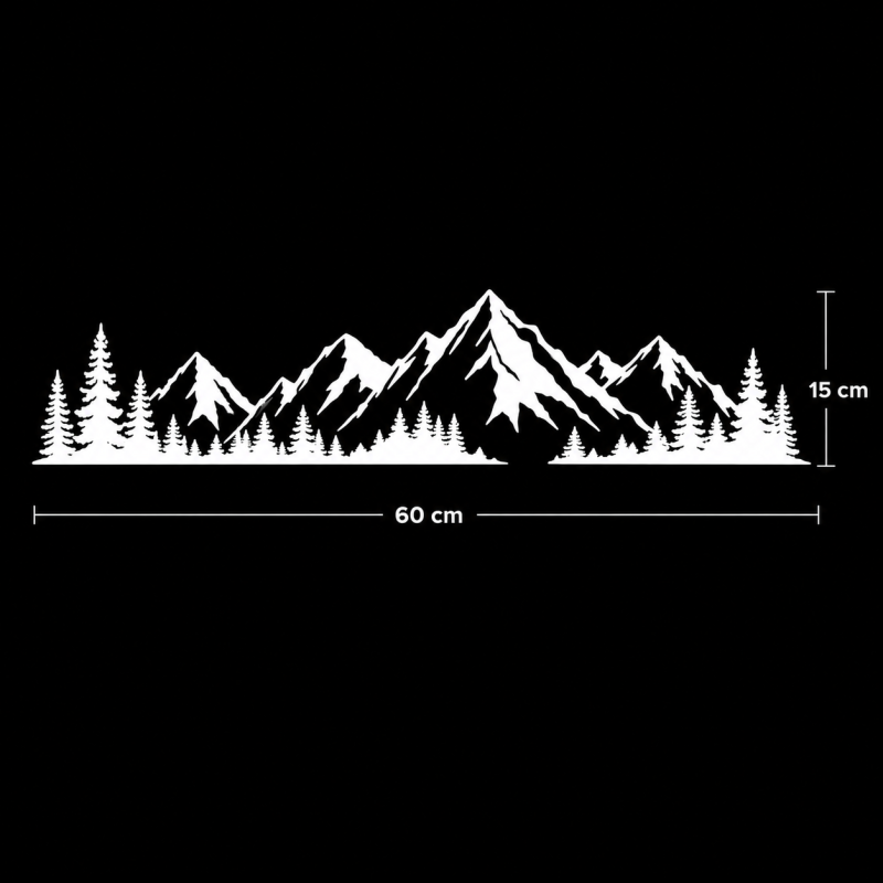 Bergpanorama Auto Aufkleber 60x15 cm – Berge Wald Vinyl Sticker – Camper Wohnmobil Auto Dekor Weiß 60×15 см