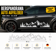 Bergpanorama Auto Aufkleber Vinyl – Weiß 80×20 cm