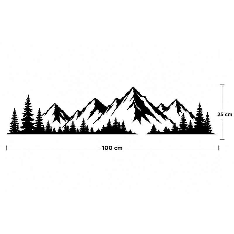 Bergpanorama Auto Aufkleber Vinyl Plottersticker 100×25 cm Schwarz