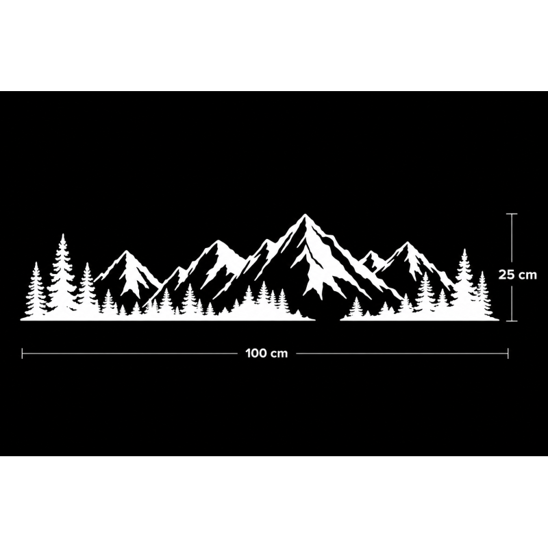 Bergpanorama Auto Aufkleber Vinyl – Berge & Wald – Weiß – 100×25 cm