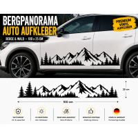 Bergpanorama Auto Aufkleber Vinyl Plottersticker 100×25 cm Schwarz