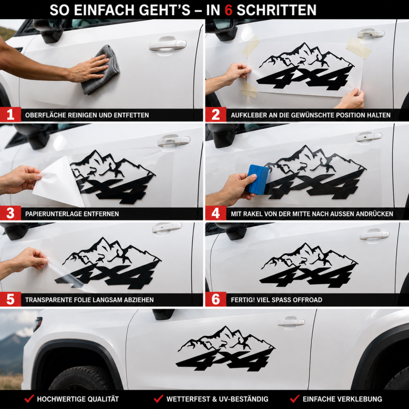 4x4 OFFROAD Aufkleber Set 2 Stück 60x15 cm Vinyl – Schwarz 60*15см