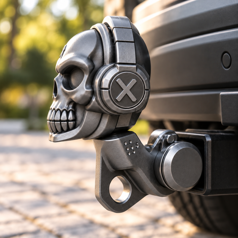 3D-Modell Anhängerkupplung Aufsatz Totenkopf (Schwarz) – für den Kugelkopf