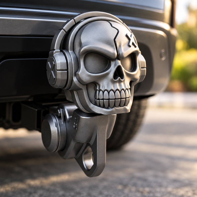 3D-Modell Anhängerkupplung Aufsatz Totenkopf (Schwarz) – für den Kugelkopf