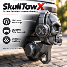 3D-Modell Anhängerkupplung Aufsatz Totenkopf (Schwarz) – für den Kugelkopf