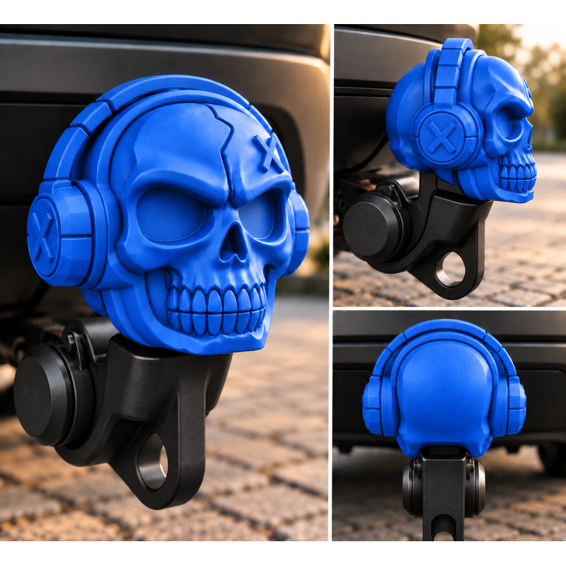 3D Modell Anhängerkupplung Aufsatz Totenkopf – Blau