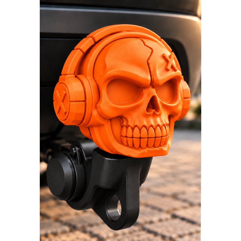 3D-Modell Anhängerkupplung-Aufsatz Totenkopf – Orange