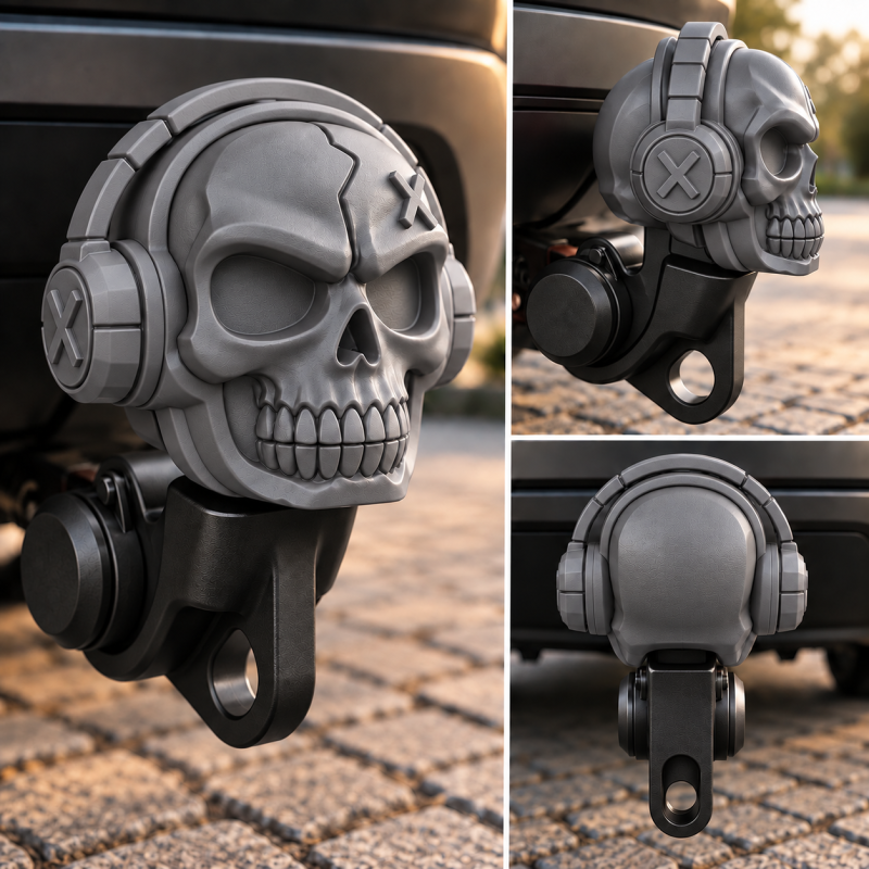 Anhängerkupplung Aufsatz Totenkopf 3D-Modell (Grau)
