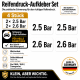 Reifendruck-Hinweis Aufkleber Set Schwarz – 2× 2.5 Bar + 2× 2.6 Bar