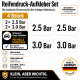 Reifendruck-Hinweis Aufkleber Set – Schwarz (2× 2.5 Bar + 2× 3.0 Bar)