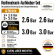 Reifendruck-Hinweis Aufkleber Set – Schwarz / 2× 2.6 Bar + 2× 3.0 Bar