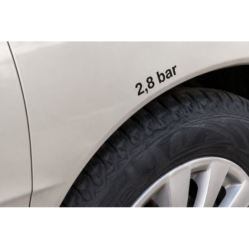 Reifendruck-Hinweis Aufkleber Set Schwarz – 2× 2.1 Bar + 2× 2.3 Bar