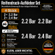 Reifendruck-Hinweis Aufkleber Set – Weiß / 2× 2.2 Bar + 2× 2.4 Bar