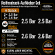 Reifendruck-Hinweis Aufkleber Set Weiß – 2× 2.5 Bar + 2× 2.6 Bar