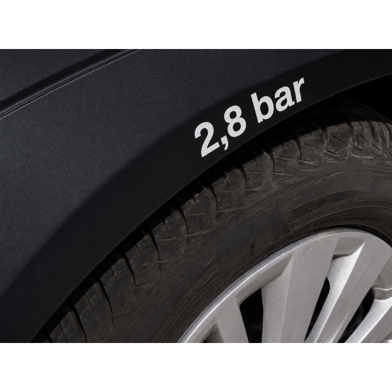 Reifendruck-Hinweis Aufkleber Set Weiß – 2× 2.0 Bar + 2× 2.2 Bar