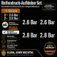Reifendruck-Hinweis Aufkleber Set Weiß – 2× 2.6 Bar + 2× 2.8 Bar