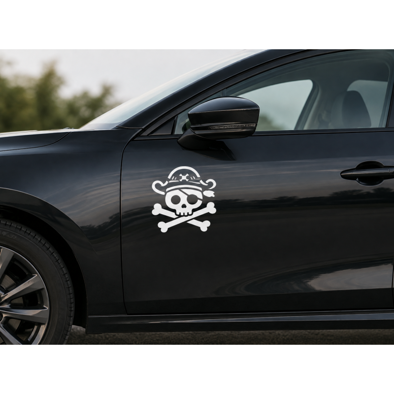 Pirate Skull Anime-Style Vinyl Aufkleber Weiß / 15cm