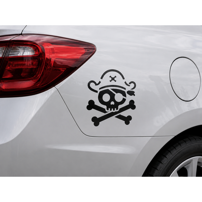 Pirate Skull Anime-Style Vinyl Aufkleber Schwarz 30cm