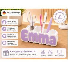 Personalisierter Namens-Stiftehalter Organizer Weiß + Lila