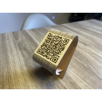 Holzständer mit QR-Code | Lasergravur | Für Café, Büro, Salon oder Geschäft (Weiß)