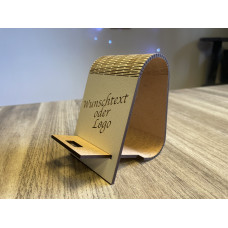 Holztelefonständer mit individueller Gravur | Für Café, Büro, Salon oder Geschäft (Weiß)