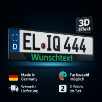 Personalisierter 3D Auto Nummernschildrahmen mit Ihrem Text (Grün)