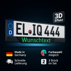 Personalisierter 3D Auto Nummernschildrahmen mit Ihrem Text (Grün)