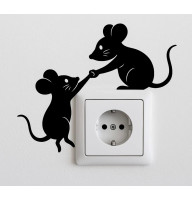 Wandaufkleber „Rettungsmaus“ – Vinylaufkleber für Steckdosen 10×20 cm (Schwarz)
