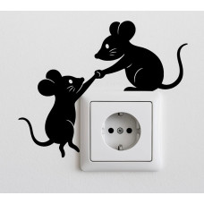 Wandaufkleber „Rettungsmaus“ – Vinylaufkleber für Steckdosen 10×20 cm (Schwarz)