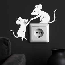Wandaufkleber „Rettungsmaus“ – Vinylaufkleber für Steckdosen 10×20cm (Weiß)