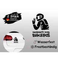 2 Stück Aufkleber "Respect for Bikers" – 10×17 cm – Motorrad Auto Sticker (Schwarz)