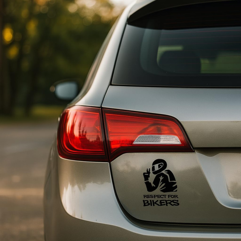2 Stück Aufkleber "Respect for Bikers" – 10×17 cm – Motorrad Auto Sticker (Schwarz)