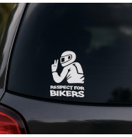 2 Stück Aufkleber "Respekt vor Bikern" – 10×17 cm – Motorrad Auto Aufkleber (Weiß)
