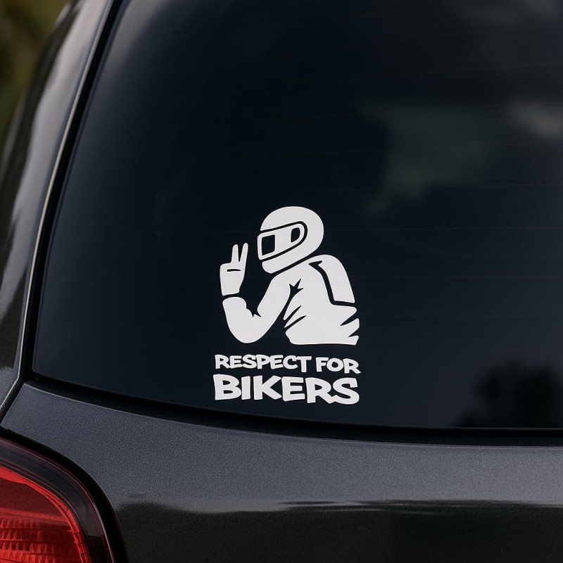 2 Stück Aufkleber "Respekt vor Bikern" – 10×17 cm – Motorrad Auto Aufkleber (Weiß)