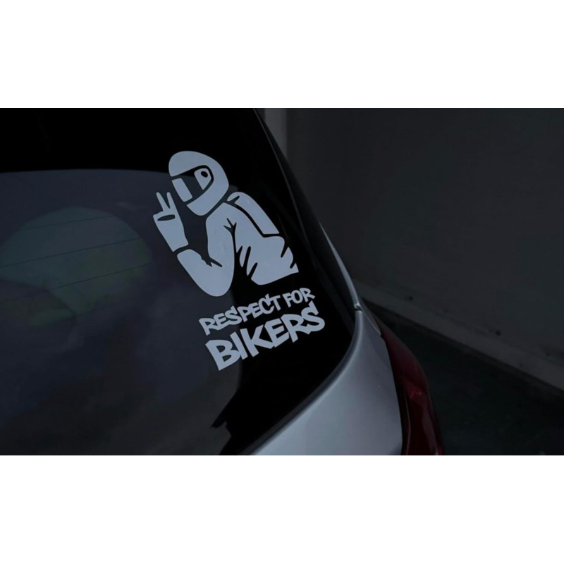 2 Stück Aufkleber "Respekt vor Bikern" – 10×17 cm – Motorrad Auto Aufkleber (Weiß)